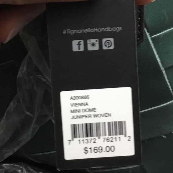 TIGNANELLO VIENNA WOVEN GREEN LEATHER SMALL DOME SATCHEL HAND/ CROSSBODY BAG - Picture 13 of 13